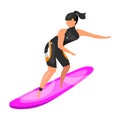 Surfing flat vector illustration