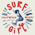 Surfing girl t-shirt print