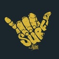 Surfing hand sign print Royalty Free Stock Photo