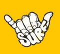 Surfing hand sign print Royalty Free Stock Photo