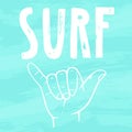 Surfing hand sign. Royalty Free Stock Photo