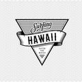 Surfing Hawaii Black and White. Vector illustration