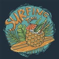 Surfing hawaii cocktail on surf bord for print