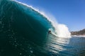 Surfing Inside Blue Hollow Crashing Wave Royalty Free Stock Photo