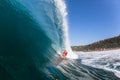 Surfing Inside Blue Hollow Crashing Wave Royalty Free Stock Photo