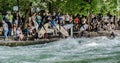 Surfing on the Isar river in Munich - Germany
