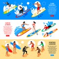 Surfing Isometric Horizontal Banners