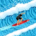Surfing Isometric Illustration