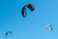 Surfing kites, blue sky Royalty Free Stock Photo