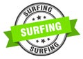 surfing label. surfing round band sign.