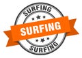surfing label. surfing round band sign.
