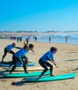 Surfing lesson at beach. Portugal