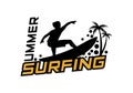 Surfing Lettering Character Design Illustration Royalty Free Stock Photo