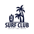 Surfing logo and emblems for Surf Club or shop. Vector illustration.