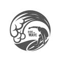 Surfing logo. Ride the wave. Surf rider.