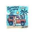 Surfing logo. Summer Surfing Illustration for tshirt design vector Royalty Free Stock Photo