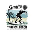 Surfing logo. Summer Surfing Illustration for tshirt design vector Royalty Free Stock Photo