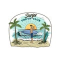 Surfing logo. Summer Surfing Illustration for tshirt design vector Royalty Free Stock Photo