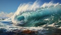 Surfing the majestic waves, a thrilling adventure in tropical Maui generated by AI