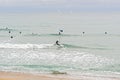 Surfing in Mediterrean sea in Barcelona, Spain