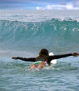 Surfing in the Pacific Ocean