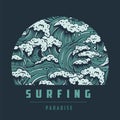 Surfing paradise. Hawaii marine wave with foam