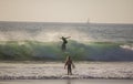 Surfing at San Clemente beach, California