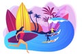 Surfing school concept vector illustration.