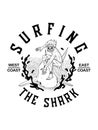 Surfing the shark black on white Royalty Free Stock Photo