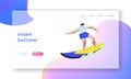 Surfing Sport, Woman Riding Sea Wave at Surf Board