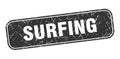 surfing stamp. surfing square grungy isolated sign.
