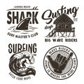 Surfing print bungalow shark hand surfer wave
