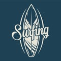 Surfboard surfing summer print. Hawaii board logo