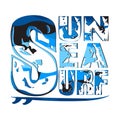 surfing sun sea, surfing t-shirts, T-shirt inscription typograph