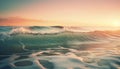 Surfing at sunset, majestic beauty in motion generated by AI