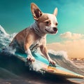 surfing. surfer dog. Generative AIcopy space