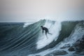 Surfing - A Surfer Drops In On A Huge Wave In Santa Barbara County, California