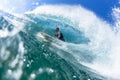 Surfer Surfing Tube Inside Wave Swimming Photo Royalty Free Stock Photo