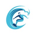 Surfing symbol. Surf emblem vector illustration Royalty Free Stock Photo