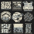 Surfing t-shirt graphic set