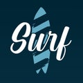 surfing text with blue background