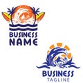 Surfing theme logo set vector