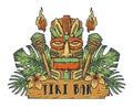 Surfing tiki mask of hawaii or idol. Ethnic totem