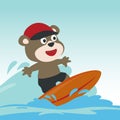 Surfing time with cute little bear at summer. Can be used for t-shirt printing, children wear fashion designs, baby shower