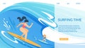Surfing Time Horizontal Banner, Sport Activity Royalty Free Stock Photo