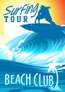 Surfing Tour Beach Club with surfer on wave