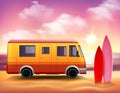 Surfing Van 3D Colorful background Poster Royalty Free Stock Photo