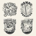 Surfing vintage emblems