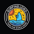 Surfing Vintage Logo Vector Graphic Design illustration Circle Badge Emblem Symbol and Icon