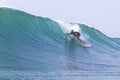 Surfing a Wave. Bali Island. Indonesia. Royalty Free Stock Photo